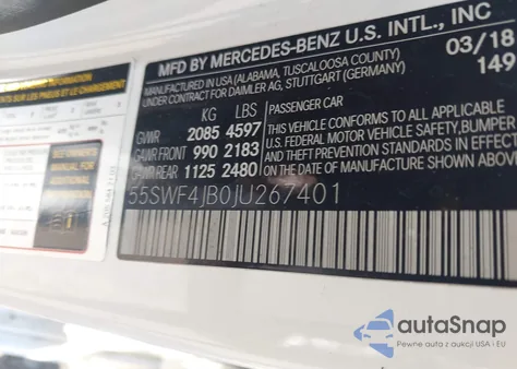 2018 Mercedes-Benz C 300 из США, поврежденный, VIN 55SWF4JB0JU267401